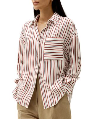 Oversized Striped Silk-Twill Shirt