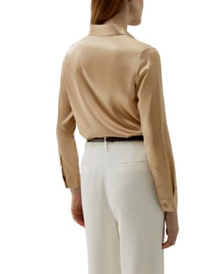 Women's Basic Concealed Placket Silk Shirt