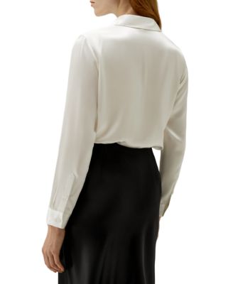 Women's Basic Concealed Placket Silk Shirt