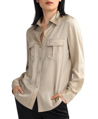 Sandwashed Silk Shirt With Epaulettes