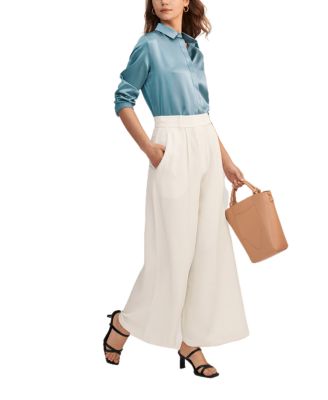 Women's Basic Concealed Placket Silk Shirt