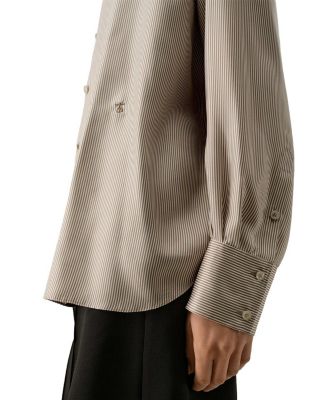 Pinstriped Oversized Silk Shirt