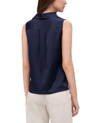 V-Neck Sleeveless Silk Violet Shirt for Women