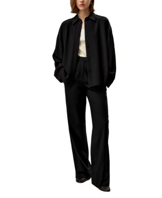 Relaxed Fit Drape Oversized Silk Shirt