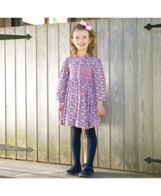  Girls' Floral Smocked Button-Front Dress - Little Kid, Big Kid