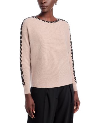 Whipstitch Boat Neck Dolman Sleeve Sweater