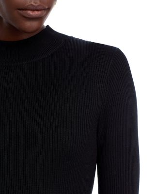 Long Sleeve Mock Neck Rib Flare Dress