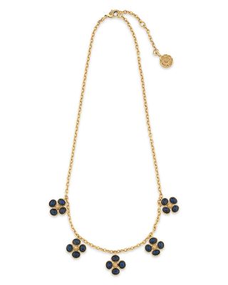 Blue Labradorite Berry Clover Multi Station Necklace, 16"