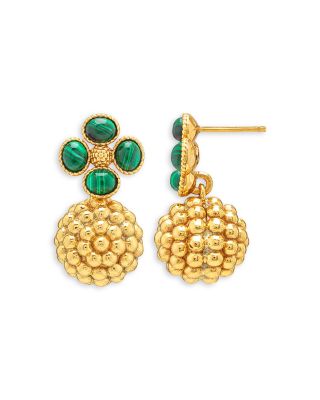 Malachite Berry Clover Drop Earrings