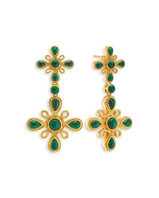 Monique Malachite Convertible Double Drop Earrings