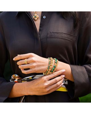 Malachite Berry Gem Petite Hinged Bangle Bracelet