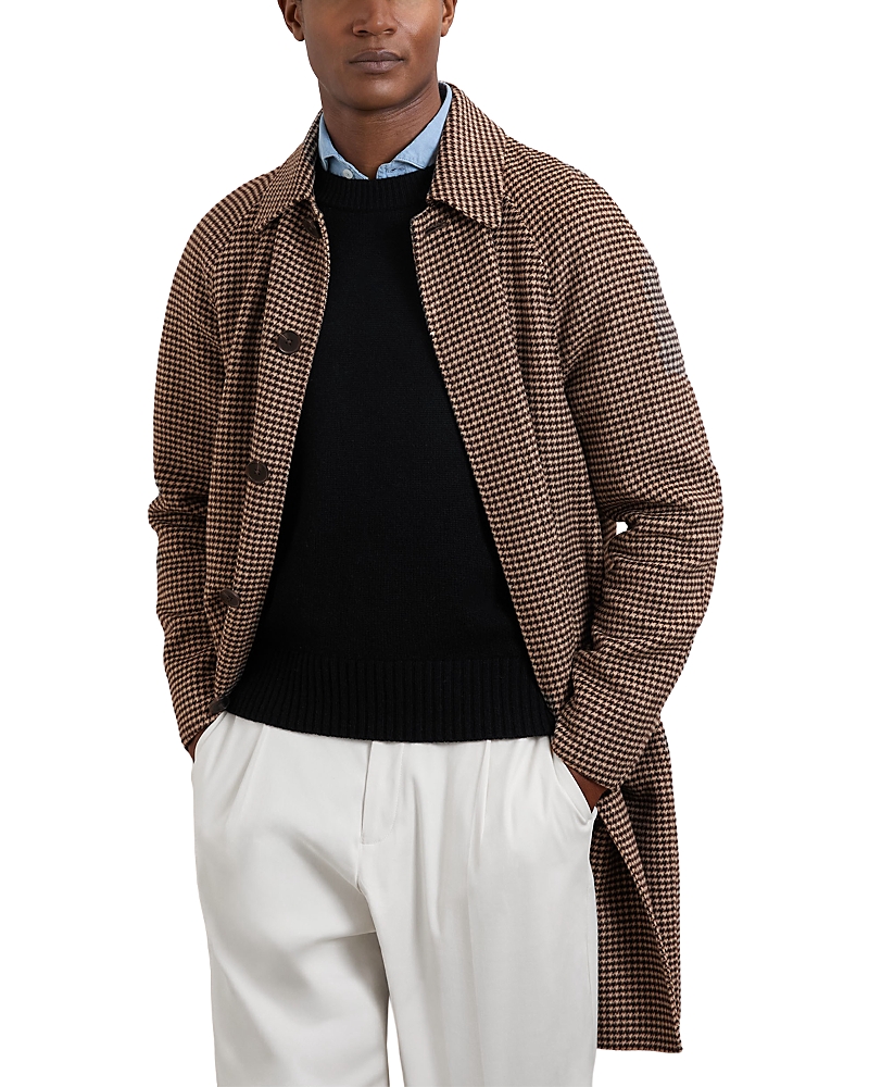 Reiss Morpeth Dogtooth Check Overcoat In Brown