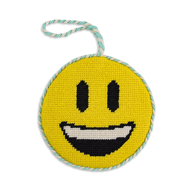 Furbish Studio Smiley Face Emoji Needlepoint Icon Ornament In Multi