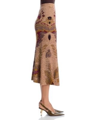 Wool Paisley Trumpet Skirt