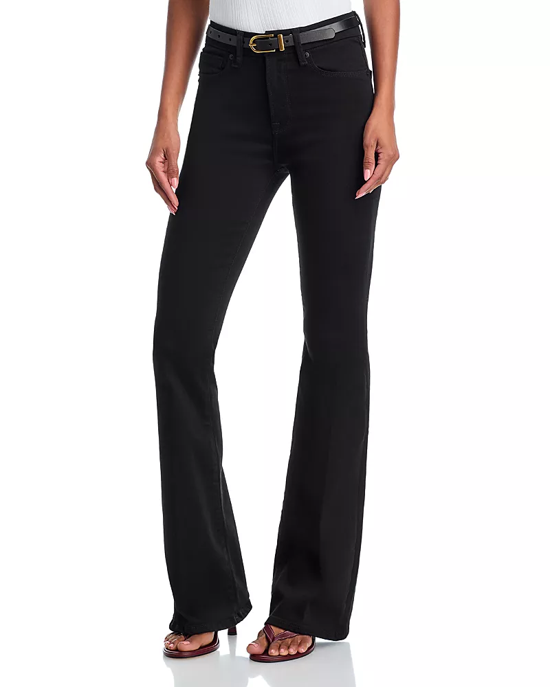 Good American Never Fade High Rise Flare Jeans in Black001