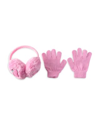 Girls' Cherry Faux Fur Earmuffs & Gloves Set - Big Kid