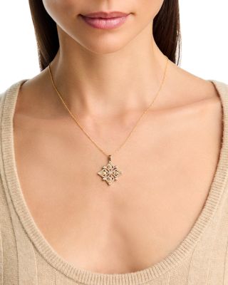 Diamond Filigree Geometric Pendant Necklace in 14K Yellow Gold, 0.50 tcw