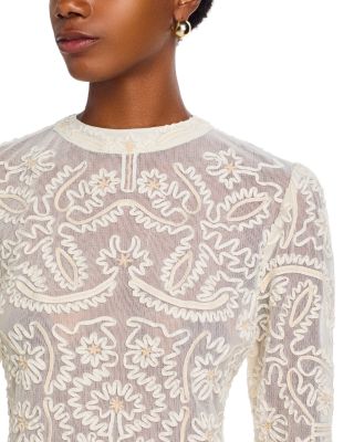 Embroidered Mesh Top