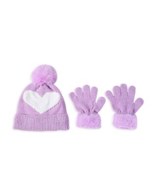 Girls' Heart Hat & Gloves Set 