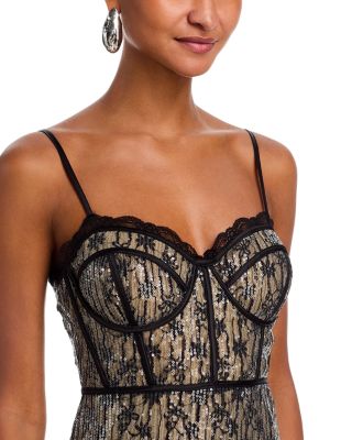 Lace Bustier Sleeveless Midi Dress - Exclusive