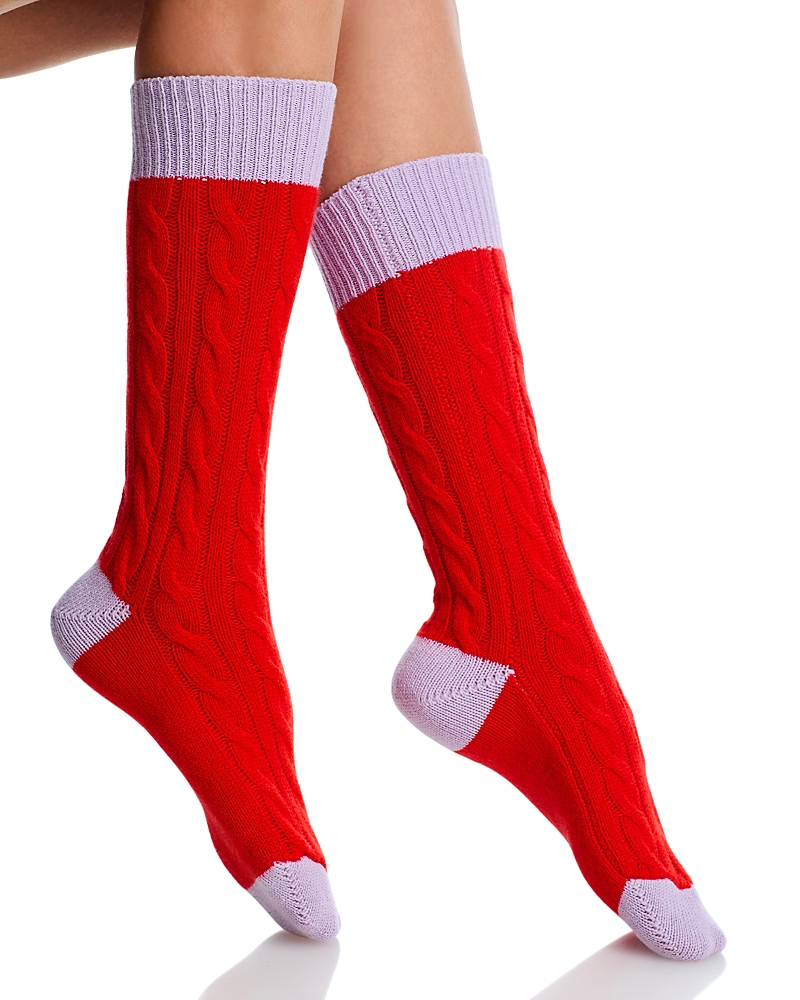 Guest In Residence Cashmere Cable Knit Socks In Red