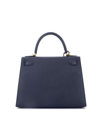 Kelly 28 Handbag Blue Epsom with Gold Hardware