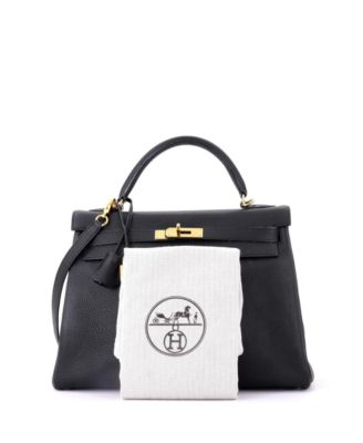  Kelly 32 Handbag Black Togo with Gold Hardware