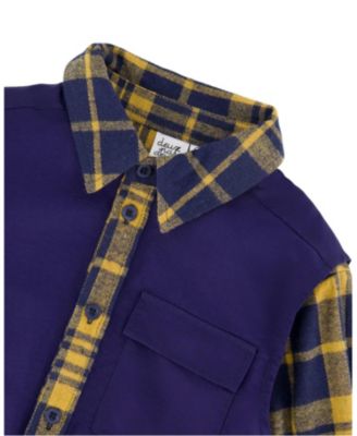Boys' Long Sleeve Plaid Flannel Shirt with Solid Vest - Little Kid