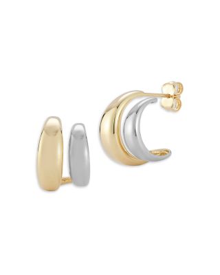 14K White & Yellow Gold Double Hoop Earrings