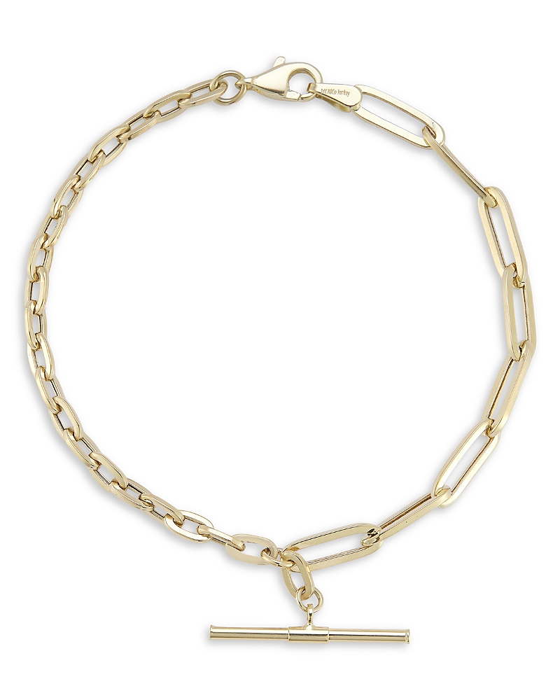 Bloomingdale's Fine Collection Mixed Chain T Bar Bracelet In 14k Yellow Gold In Gold