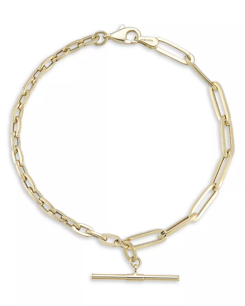 Bloomingdale's Fine Collection Mixed Chain T Bar Bracelet in 14K Yellow Gold