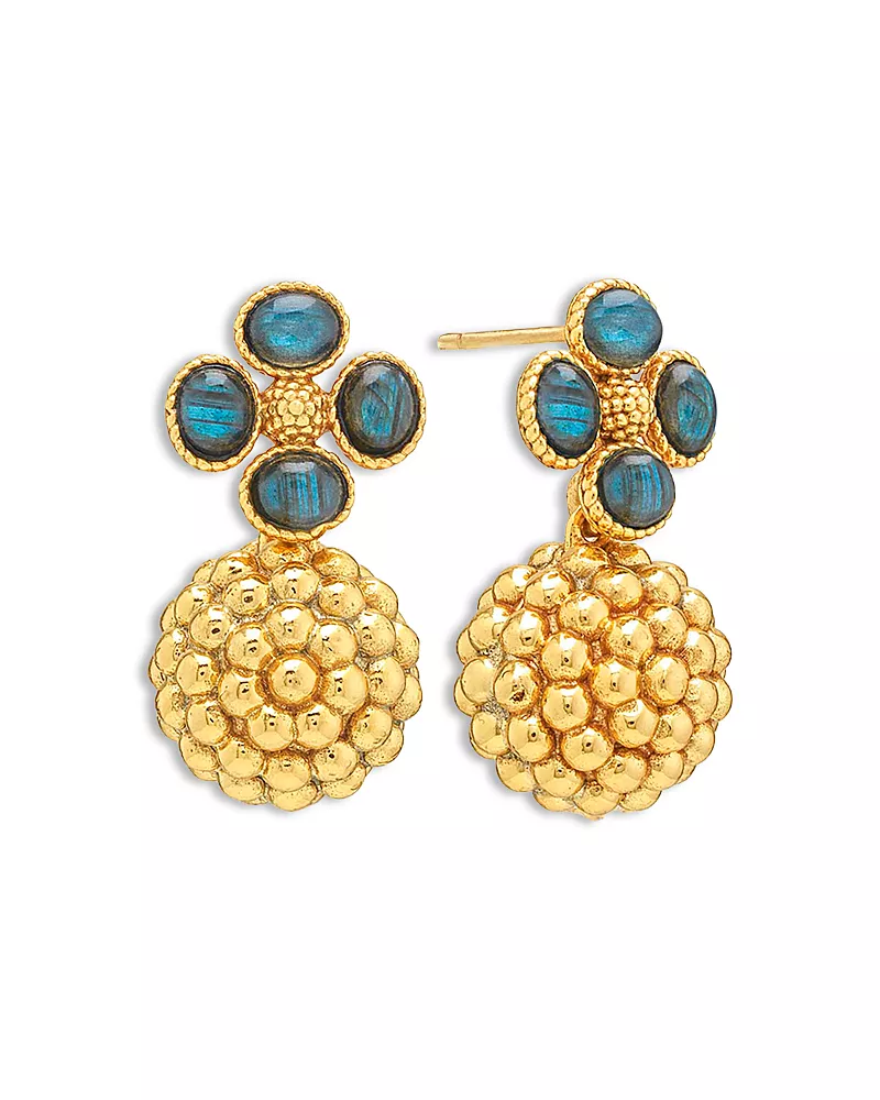 Capucine De Wulf Blue Labradorite Berry Clover Drop Earrings