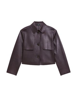 Cropped Leather Trench Coat