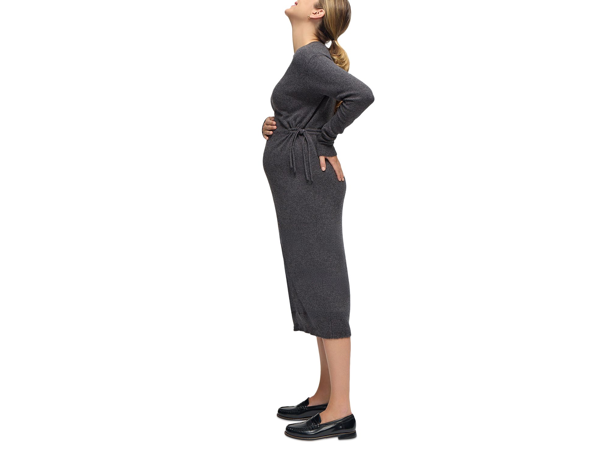V Neck Sweater Maternity Dress — Image 4