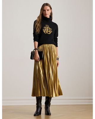 Embroidered Logo Wool Blend Turtleneck