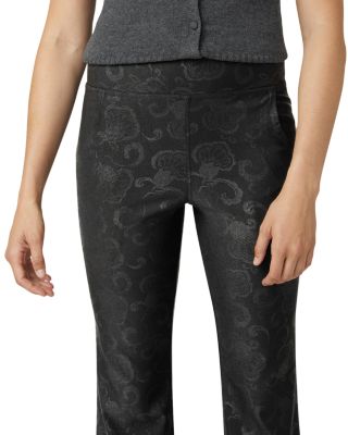 Etched Floral High Rise Baby Bootcut Jeans in Black