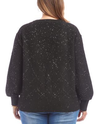 Plus Size Sequin V Neck Sweater