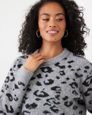 Metallic Animal Print Crewneck Sweater