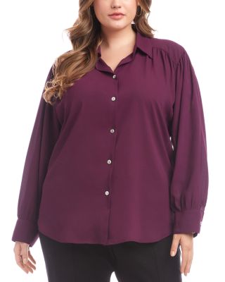 Plus Size Long Sleeve Dropped Shoulder Blouse