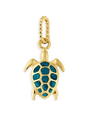 18K Yellow Gold Voyage Resin Accented Turtle Pendant