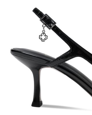 Women&#39;s Pointed Toe Patent Leather Slingback Pumps