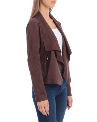 Faux-Suede Drape-Front Jacket