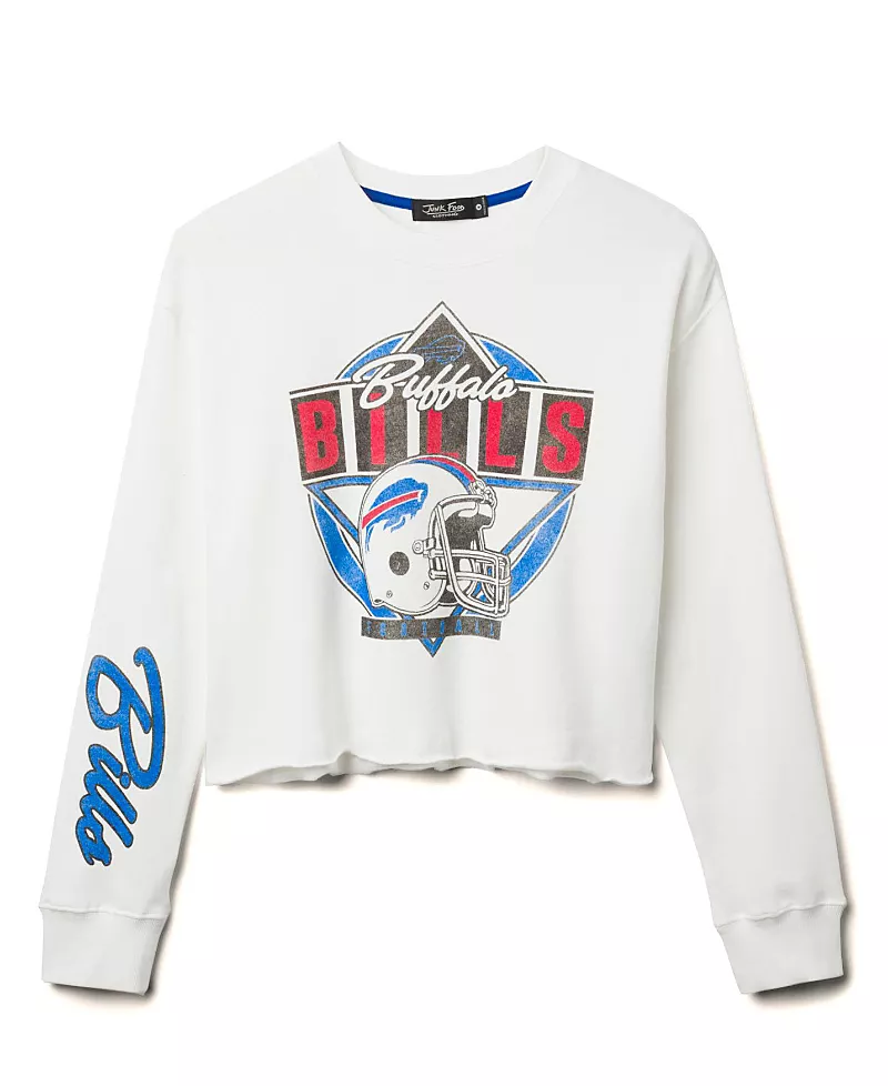 Junk Food Clothing Women's Nfl Buffalo Bills Helmet Crop Fleece Sweatshirt