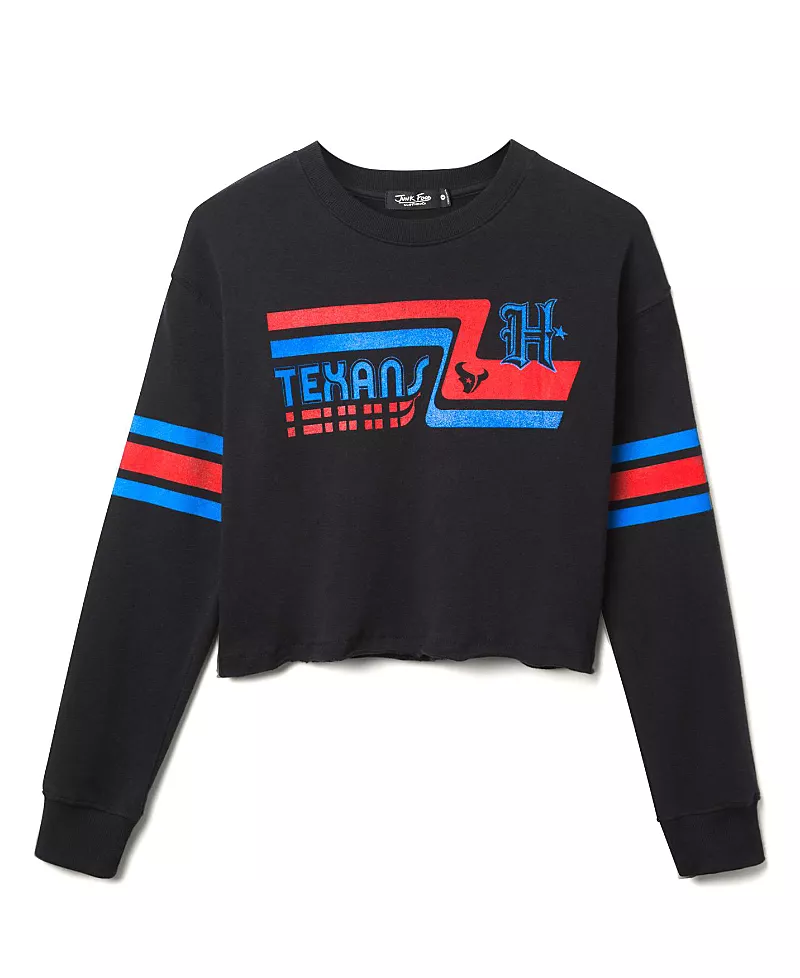 Junk Food Clothing Women's Nfl Houston Texans Retro Crop Fleece Sweatshirt