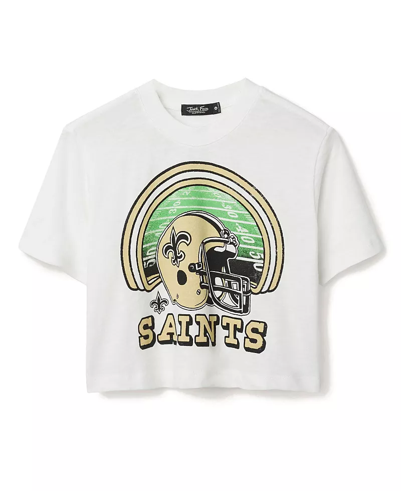 Junk Food Clothing Women's Nfl New Orleans Saints Game Time Mock Neck Crop Tee