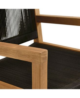 Vienna Outdoor Patio Teak and Rope Dining Armchairs Set of 2