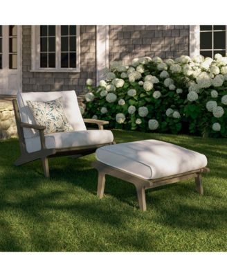  Saratoga Outdoor Patio Teak Wood Chair and Ottoman, Set of 2