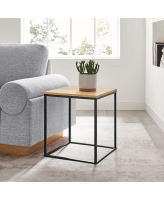 Zora Square Wood and Metal Side Table