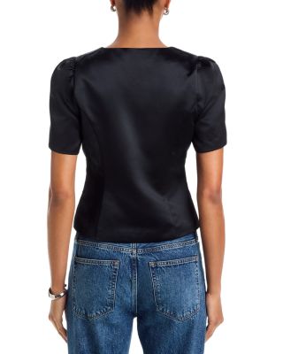 Jaxon Satin Puff Sleeve Top