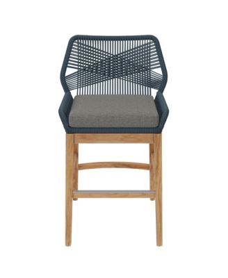 Wellspring Outdoor Patio Teak and Rope Counter Stool